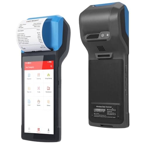 Bisofice 4G Handheld PDA POS Android 13.0 Receipt Printer 2GB+16GB, Camera 5M, 1D 2D Barcode Scanner, Wifi/Gps/BT/4G Full Network Connection, 5" Touchscreen 58mm Width Thermal Label Printing 9