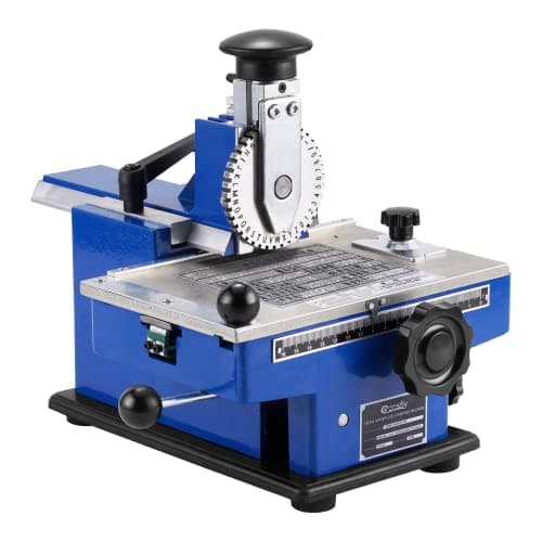 Consfly Metal Nameplate Stamping Machine Semi-Automatic Embosser Label Printing Marking Machine Dog Tag Printer (4mm Character Wheel)