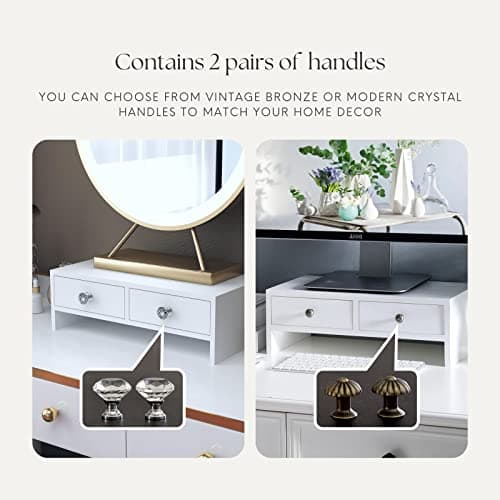 WELLAND Monitor Stand Riser with Drawers, Computer Monitor Stand, Desktop Organizer Stand for Laptop, PC, Office Supplies, White 6