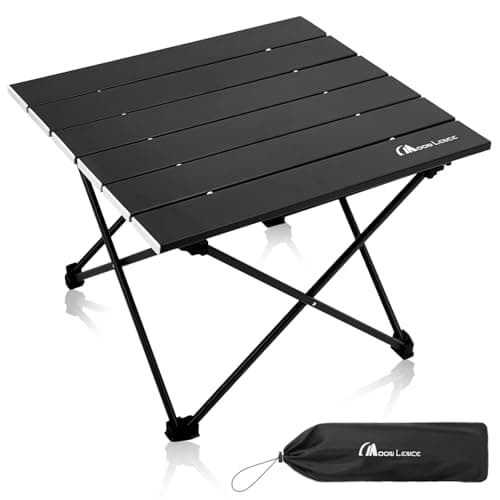 MOON LENCE Ultralight Folding Camping Table, Compact,Portbale with Carry Bag, for Outdoor Cooking, Picnic, Camp, Boat, Travel (Black - S)