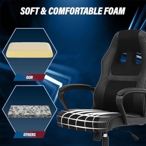 Ruesleag Computer Gaming Chair Office Ergonomic PC Chair Racing Writing Working High-Back Chair w/Lumbar Support Swivel Executive Desk Chairs for Adults,Black 7