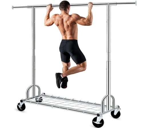 HOKEEPER Clothing Garment Rack Capacity 525LBS Clothing Racks on Wheels Rolling Clothes Rack for Hanging Clothes Heavy Duty Collapsible Commercial