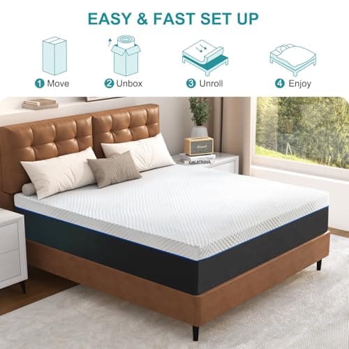 Twolike Queen Mattress 12 Inch Queen Gel Memory Foam Mattress,Queen Size Mattress in a Box, Medium Firm,Black Mattresses Queen Size 80"*60"*12" 5
