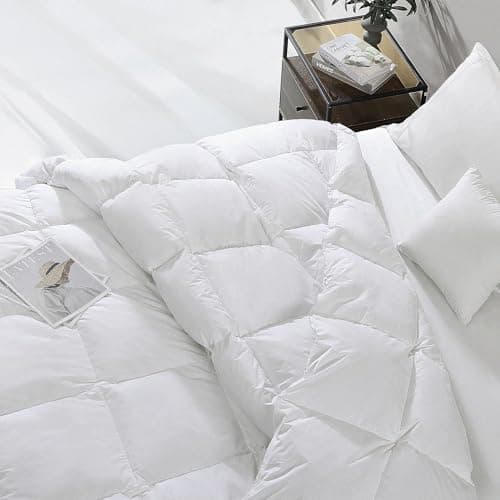 Kathy Ireland Royal Luxe Formerly White Goose Feather and Down Comforter King Size - 100% Cotton All Season Warmth Down Duvet Insert Hypoallergenic with Corner Tabs,104" x 88" 7