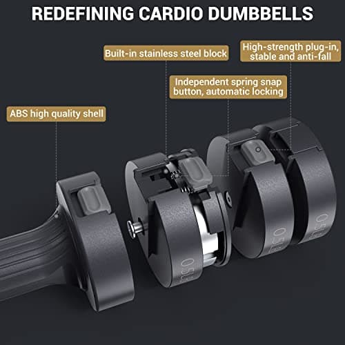 Adjustable Dumbbells Hand Weights Set: Sportneer 1 Pair 0.9-4.5KG (0.9-2.3KG) Fast Adjust Dumbbell Weight 6 In 1 Free Weights Barbells For Women Men Home Gym Workout Exercise Strength Training 5