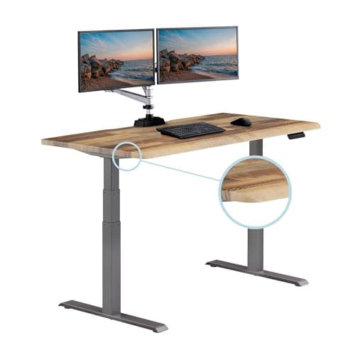 Vari ComfortEdge 60x30 Inch Adjustable Electric Standing Desk – Sit Stand VariDesk with Memory Presets, Sloped Edge, 200 LB Capacity + Tool-Free Assembly (Reclaimed Wood)