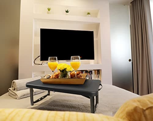 Boreeman Camp Table, Beach Height Adjustable Small Folding Portable Also Perfect as RV Picnic Lap Bed Trays for Eating and Laptops (Black) 6