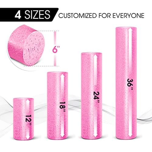 Yes4All High-Density EPP Round Back Roller Foam, Exercise Foam Roller for Yoga, & Pilates, Multiple Sizes and Colours, Fuschia Rose - 12 inches 6