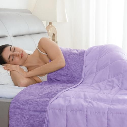 Drewin Weighted Blanket for Adults Queen Size 15lbs, Cooling Weighted Blankets with Double-Sided Breathable Microfiber, Soft Heavy Blanket for Sleep Natural and Relaxing, 60 x 80 inches, Purple