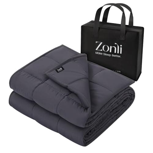 ZonLi Weighted Blanket for Adults (60"x80", 25lbs, Dark Grey) Queen Size High Breathability Cooling Heavy Blanket, Soft Material with Premium Glass Beads, All-Season, Easy Care