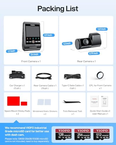 VIOFO A229 Ultra 2CH Dual 4K Dash Cam Front and Rear, Dual STARVIS 2 IMX678 Sensors & 2-Channel 4K HDR, Faster 5GHz Wi-Fi & Precise GPS Car Camera, Voice Control, Super Night Vision 2.0 9