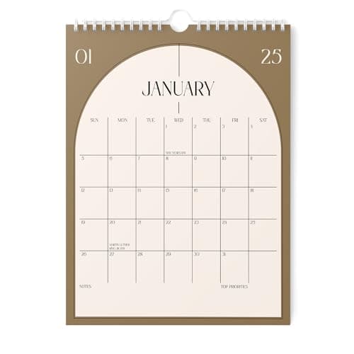 Karto Wall Calendar 2025 - Vertical 8.5x11 inch Runs Until June 2026 - Boost Your Productivity and Easy Planning with the Aesthetic Monthly Calendar - Boho Color