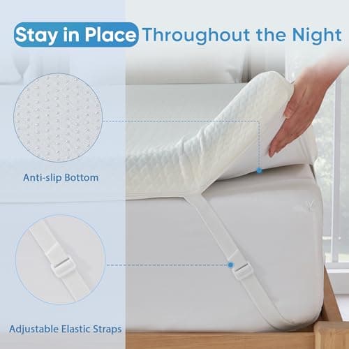 BedLuxury 3 Inch Cooling Mattress Topper Queen Size, Firm Gel Memory Foam Mattress Pad for Pressure Relief, High-Density Ventilated Bed Topper with Removable Cover 5