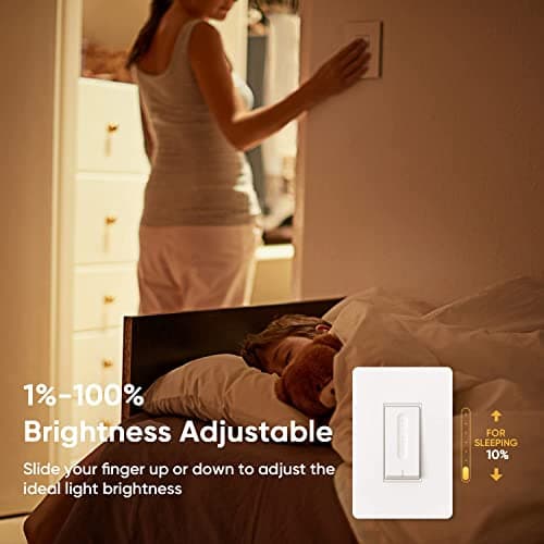 TREATLIFE Smart Dimmer Switch, Single-Pole Smart Switch for Dimmable Bulbs, 2.4GHz WiFi Smart Light Switch Works with Alexa and Google Home, APP Remote Control, Neutral Wire Required 5