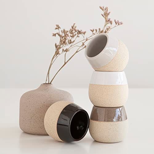 Ceramic Espresso Cups Set of 4, 4.5oz capacity - Small Modern Coffee Cups - Dishwasher Safe Cortado Macchiato Coffee Mugs for Nespresso Machine - Demitasse Cups - Espresso Accessories - Expresso Cup 5