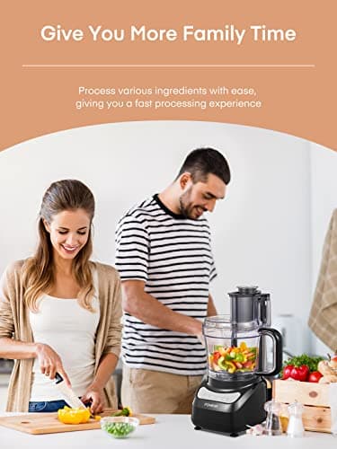 FOHERE Food Processor, 12 Cup, 2-in-1 Feed Chute Food Chopper & Meat Grinder, 500 Watt Motor, BPA Free, Stainless Steel, Procesador de Alimentos for Mincing, Dicing, Shredding, Puree & Kneading Dough 8