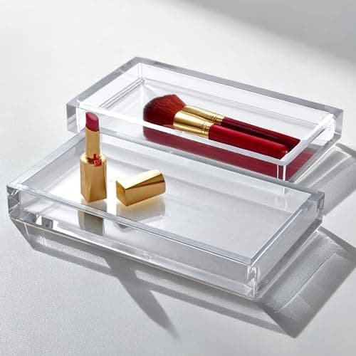 Amazing Abby - Selena - 2-Pack Acrylic Vanity Tray (9.5"x5.5"), 9mm Thick Acrylic, Plastic Bathroom Countertop Organizer, Clear Decorative Dish, Great for Vanity, Nightstand, Entryway, and Home Decor 6