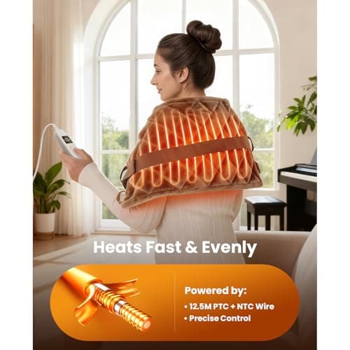 BOB AND BRAD Far Infrared Heating Pad, FSA-HSA Eligible Weighted Electric Heat Pad for Back, Period Cramps & Muscle Pain, 6 Heat Levels, Adjustable Belt, Auto-Off & Moist Heat Therapy, Large 12x24 5
