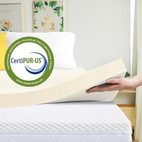 Greaton, 1-Inch Copper-Infused Memory Foam Mattress Toppers, Cooling and Pressure Relieving with Airflow Design, Queen, Beige 6