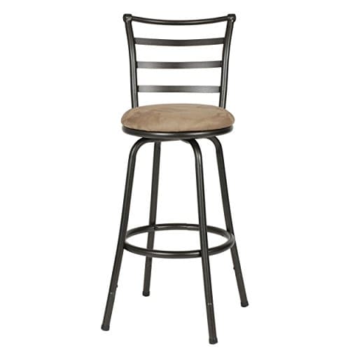 Roundhill Furniture Round Seat Bar/Counter Height Adjustable Metal Bar Stool