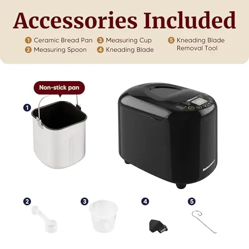 Elite Gourmet Programmable Bread Maker, 2 lb Loaf, 3 Sizes, 19 Presets incl. Gluten-Free, Dough & Jam, Delay Timer, Black 7