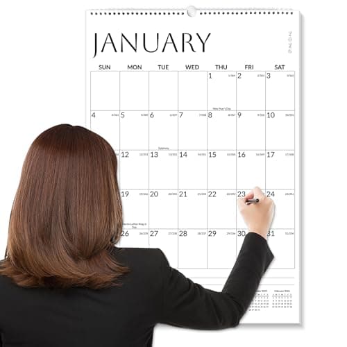 SUNEE Wall Calendar 2026 Large 22.75"x15.5", 21 Month from October 2025 to June 2027, Vertical Extra Large Monthly Calendar 2026 for Wall, White
