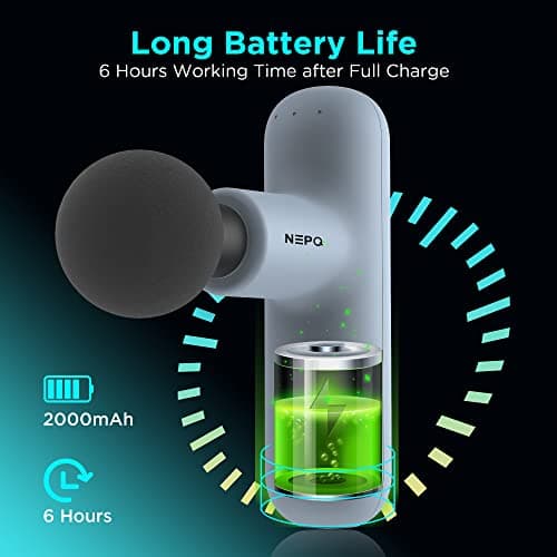 NEPQ Mini Massage Gun, SK6 Fascial Gun Portable Deep Tissue Percussion Muscle Back Head Massager for Pain Relief with 4 Massage Heads 4 Speed High-Intensity Vibration Rechargeable (Gray) 7