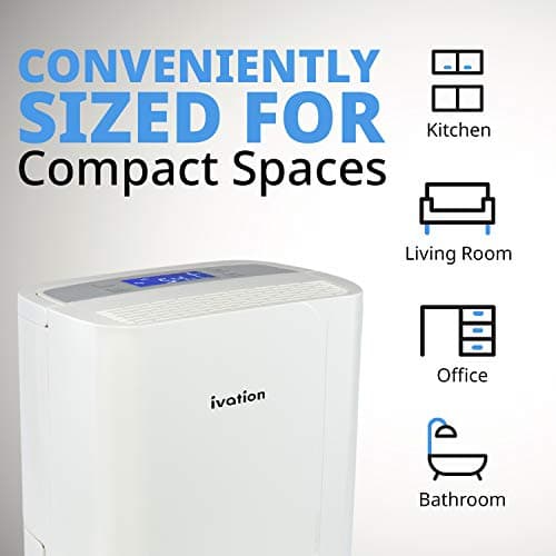 Ivation 14.7 Pint Compressor Dehumidifier – Small and Compact with Continuous Drain Hose for Smaller Spaces, Bathroom, Attic, Crawlspace and Closets - for Spaces Up to 320 Sq/Ft 5