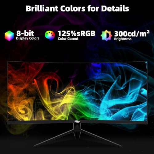 34 Inch 4K Curved Gaming Monitor, (3440x1440 ) 165Hz Ultrawide Computer Monitor, HDR, 1500R, 125% sRGB, DCI-P3 92%, HDMI/DP and Built-In Speaker Support Wall- Black 3