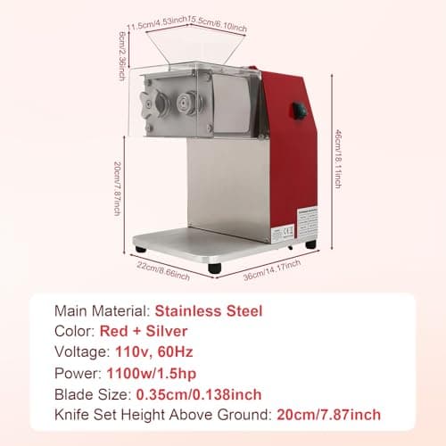 Bepritm Electric Meat Cutter Machine, 1100W Meat Shredding Machine with Cover, Commercial Stainless Steel Meat Slicer Shredder Restaurant for Home Kitchen,Restaurant,Supermarket 5