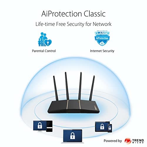 ASUS AX3000 WiFi 6 Router (RT-AX57) - Dual Band Gigabit Wireless Internet Router, Gaming & Streaming, AiMesh Compatible, Included Lifetime Internet Security, Parental Control, MU-MIMO, OFDMA 7
