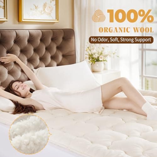 Baauye Organic Merino Wool Mattress Topper Queen-4 (60"x80" Cream) 2