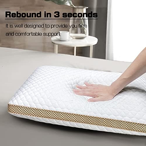 Sofslee Memory Foam Pillows Standard Size Set of 2, Medium Firm Pillow for Sleeping, Orthopedic Bed Pillow for Side, Back Sleepers, Ventilated Gel Foam Pillow with Washable Cover, 23.6" x 15.7"x 5.1" 7