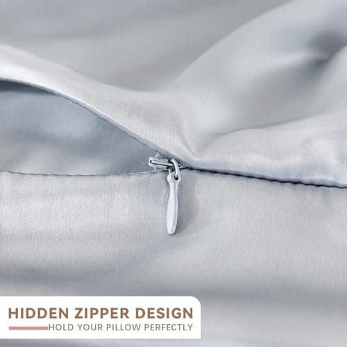 SEMZSOM 100% Pure Mulberry Silk Pillowcase for Hair and Skin, 21 Momme 6A High-Grade Silk Fibers with Hidden Zipper, Hypoallergenic Soft Breathable Smooth Cooling Pillow Cover 1 Pc for Gift 6