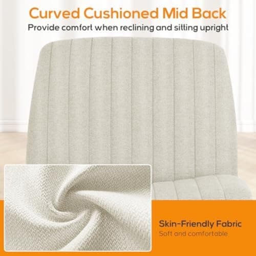 Criss Cross Chair Legged Office Wide Comfy Desk Seat, No Wheels Armless Computer Task Seating, Swivel Vanity Home Height Adjustable 8