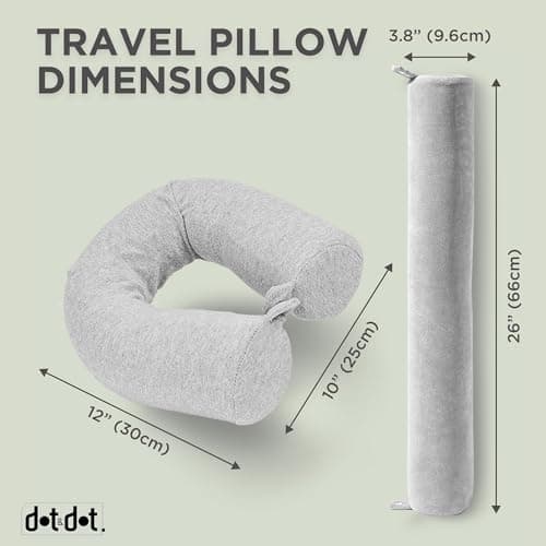 Dot&Dot Twist Memory Foam Travel Pillow for Airplanes - Travel Neck Pillow for Sleeping - Airplane Pillow for Neck Support, Chin, Lumbar and Leg - Adjustable, Bendable Neck Roll Pillow 7