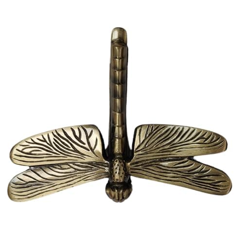 Brass Antique Finish Dragonfly Door Knocker – Unique Decorative Front Door Hardware for Wooden House, Garden, Farmhouse – 6" Wide x 4.5" Long Vintage Home Décor Accessory 6