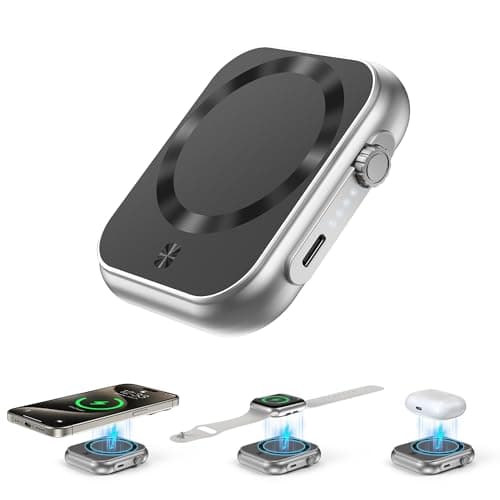 MEKIKI Wireless Portable Charger,3-in-1 Magnetic Power Bank 5000mAh,22.5W Fast Charging USB-C Mag-Safe Battery Pack,Compatible with iPhone 16/15/14/13/12,Apple Watch Series,Airpods