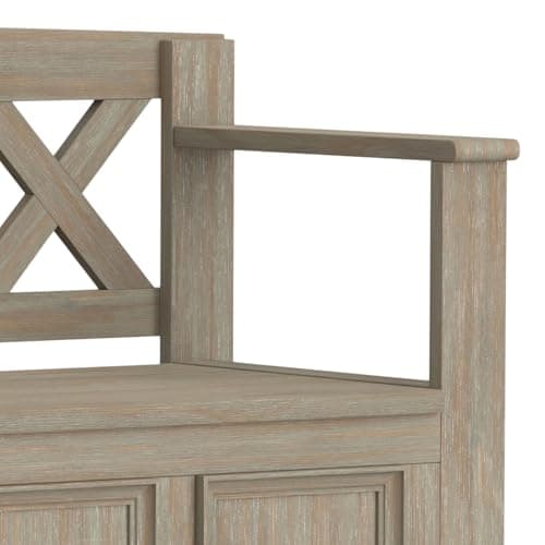 SIMPLIHOME Amherst Entryway Storage Bench - 48 inch Wide Solid Wood Hallway Seat in Distressed Grey, Transitional Bench for Entryway or Living Room with Lift-Up Lid and Spacious Storage 12