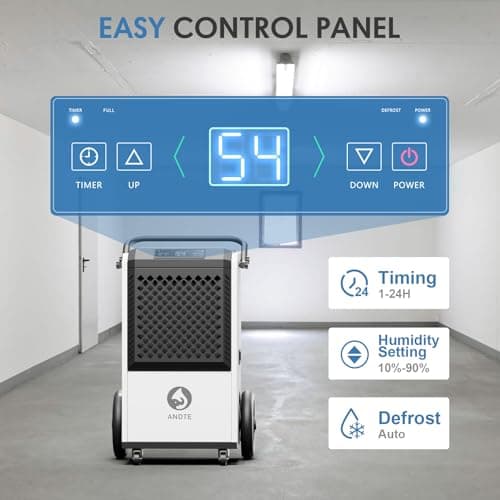 ANDTE 250 Pint Commercial Dehumidifier with Pump for Industrial,8000sqft Commercial Grade Dehumidifiers with Drain Hose for Basements,38 Gallon/Day 3