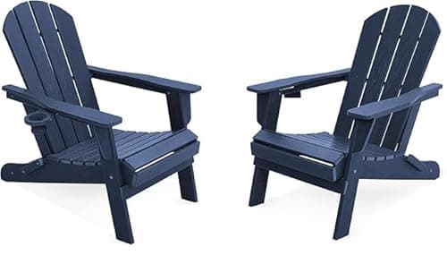 LOUNZY Folding Adirondack Chair Set of 2, Navy