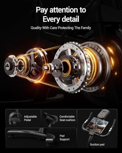 CURSOR FITNESS Exercise Bike, Stationary Bike for Home with Exclusive App, Indoor Cycling Spin Bike with 0-100 Adjustable Resistance, Extra Wide Comfortable Seat, Whole Family Fitness Workout Bike 9