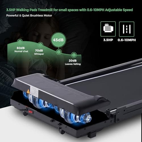 Walking Pad with Handle Bar, Folding Treadmill with Handles for Home Small Spaces, Compact Walking Pad Treadmill with Handle, 3.5HP Electric Portable Treadmills for Home, 400LBS Capacity 5