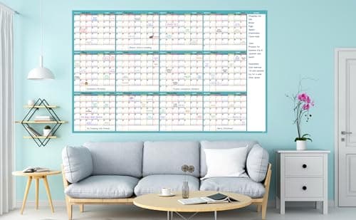 Large Dry Erase Calendar for Wall - Dry Erase Calendar for Wall, Undated 12 Month Calendar, 37" x 58" 8