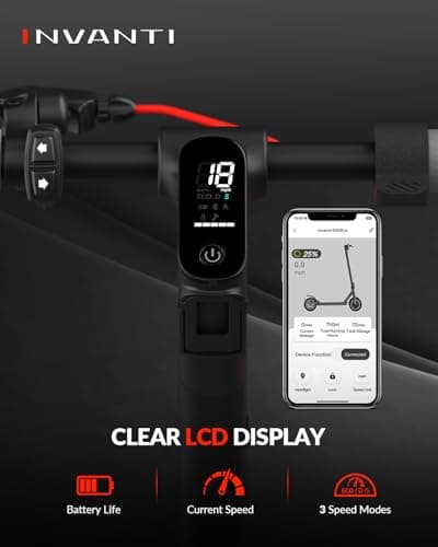 INVANTI E30 Adult Electric Scooter, Max 20Miles & 18 MPH, 350W Motor, Turn Signals, Smart APP, 8.5" Solid Tires, Foldable Commuter Electric Scooter for Adult with Rear Suspension and Dual Brakes 7