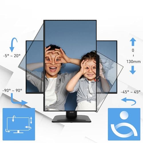 MSI PRO MP272PMG, 24-inch IPS 1920 x 1080 (FHD) Computer Monitor, 120Hz, Webcam, Adaptive-Synch, EPEAT Silver, HDMI, DisplayPort, VGA Port, VESA Mountable, Tilt, Height Adjustable, Speaker, 1ms, Black 6