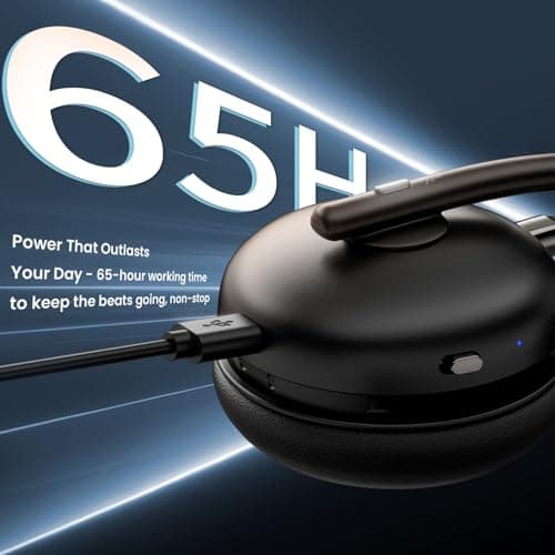 Dytole Wireless Headset with Mic for Work, Bluetooth 5.3 Headset with AI Noise Cancelling Mic, Wireless Headphones with Mic& USB Dongle, 65H Battery, Comfort Fit for PC/iPhone/Android/Call Center 4