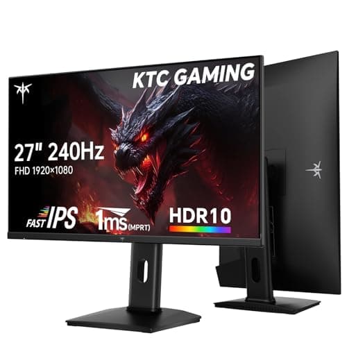 KTC 27 Inch Gaming Monitor 240Hz, FHD 1080p Fast IPS Computer Monitor with Adaptive Sync, HDR, Height Pivot Tilt Adjustable, Vesa Mount, HDMI/DP/USB, H27F7