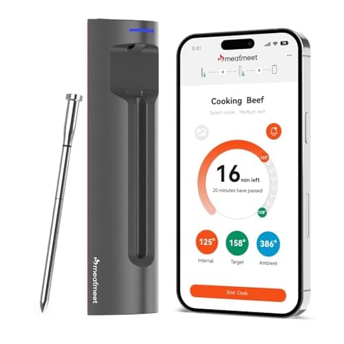 Meatmeet Wireless Meat Thermometer, Bluetooth Thermometer, Smart Digital Wireless Meat Thermometer with App Control, IP69 Waterproof, Digital Cooking Thermometer for BBQ, Oven, Grill, Smoker (S Pro)