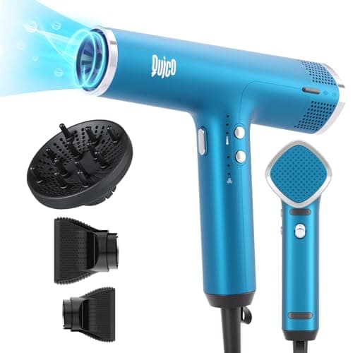 Quico Hair Blow Dryer, 1875W High-Speed BLDC 7X Faster 110000 RPM Quiet Hair Dryer with Diffuser, 2 Billion Negative Ionic Salon Dryer, Adjustable Temp & Speed, Hair Dryer for Women Home Travel Gift